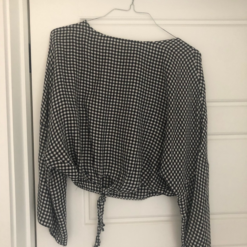 Gingham Topshop tie shirt